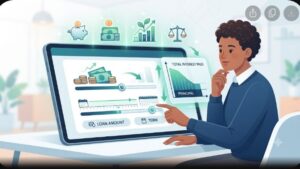 Современная иллюстрация к руководству по выбору суммы и срока потребительского кредита от НетБи Кредит